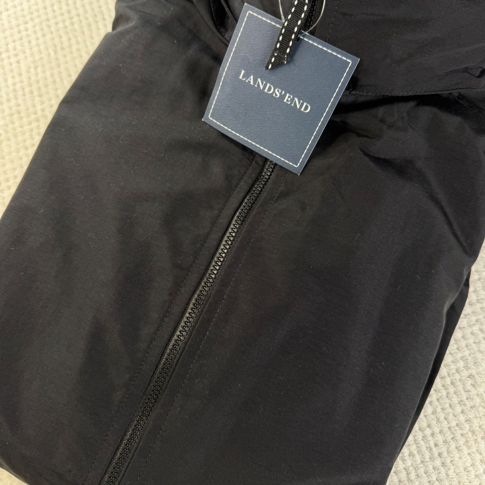 Lands End Mens Outrigger Jacket Black Full Zip Mesh Lined Windbreaker XL NEW